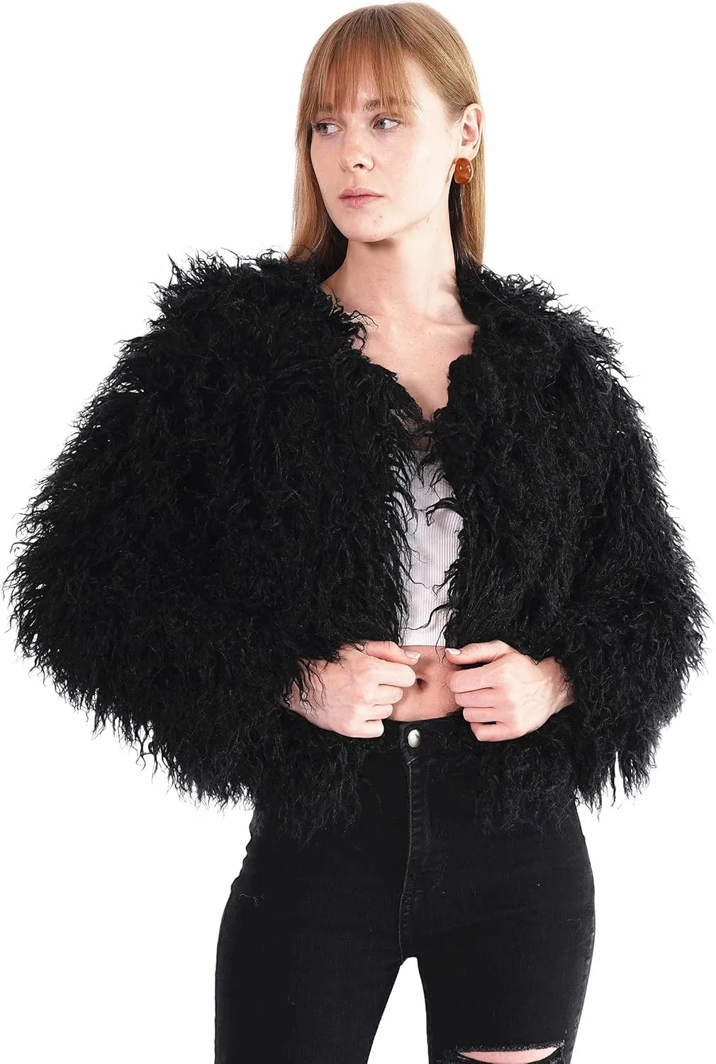 Women's Shaggy Faux Fur Outwear Coat Jacket Long Sleeve Warm Winter