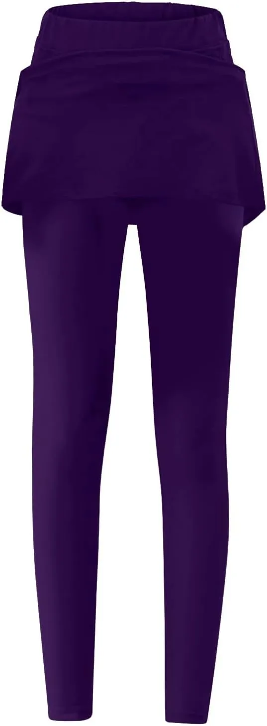 Women's Sports Skirted Leggings Yoga Skirts Spandex Tights Athletic Tennis Skorts Gym Active Running Bottoms Skirts