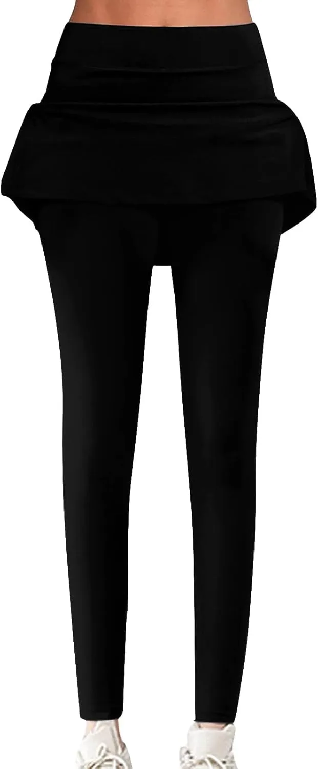 Women's Sports Skirted Leggings Yoga Skirts Spandex Tights Athletic Tennis Skorts Gym Active Running Bottoms Skirts