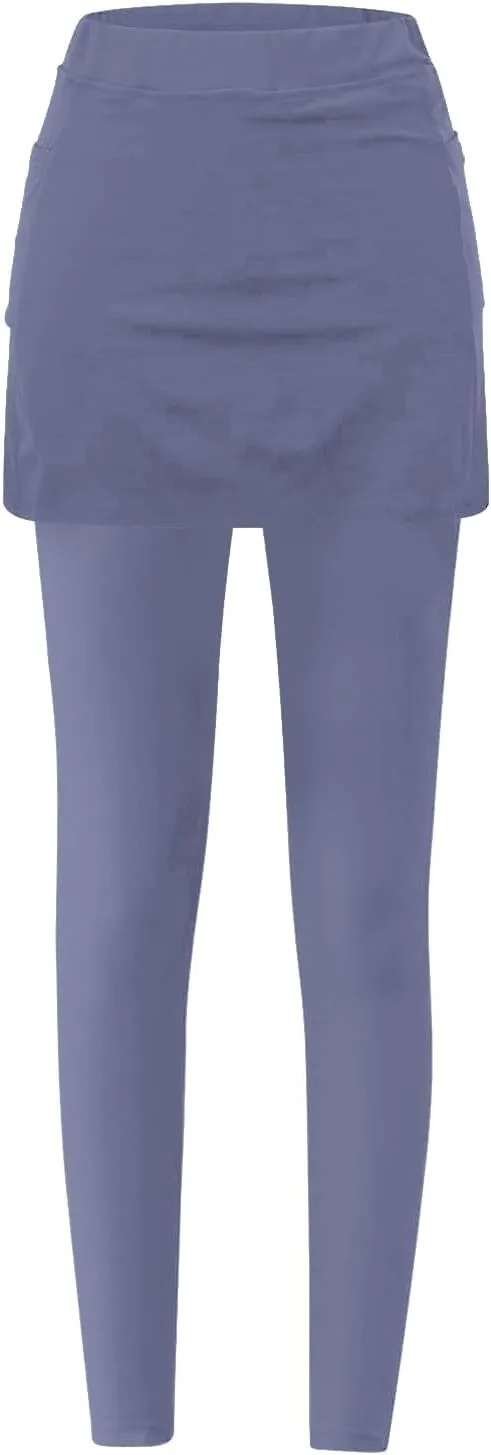 Women's Sports Skirted Leggings Yoga Skirts Spandex Tights Athletic Tennis Skorts Gym Active Running Bottoms Skirts
