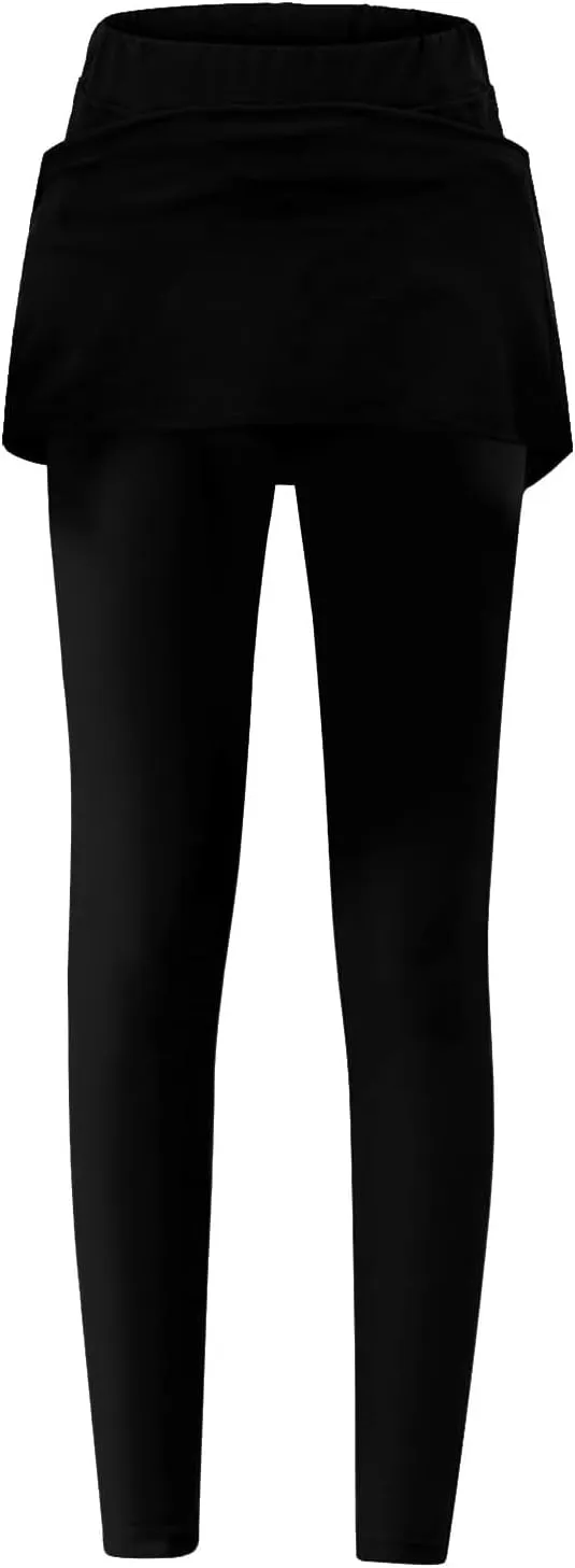 Women's Sports Skirted Leggings Yoga Skirts Spandex Tights Athletic Tennis Skorts Gym Active Running Bottoms Skirts