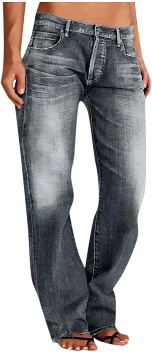 Womens Straight Leg Jeans Button Down Low Rise Ripped Jeans Plus Size Boyfriend Distressed Denim Pants with Pockets