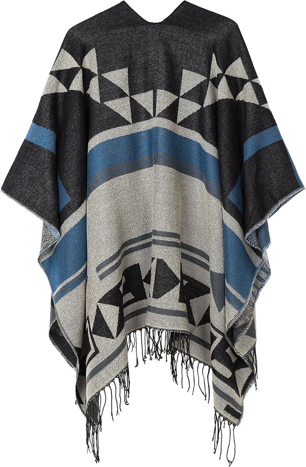 Women's Warm Shawls Wraps Open Front Cardigan Vintage Pattern Poncho Cape Sweater Coat