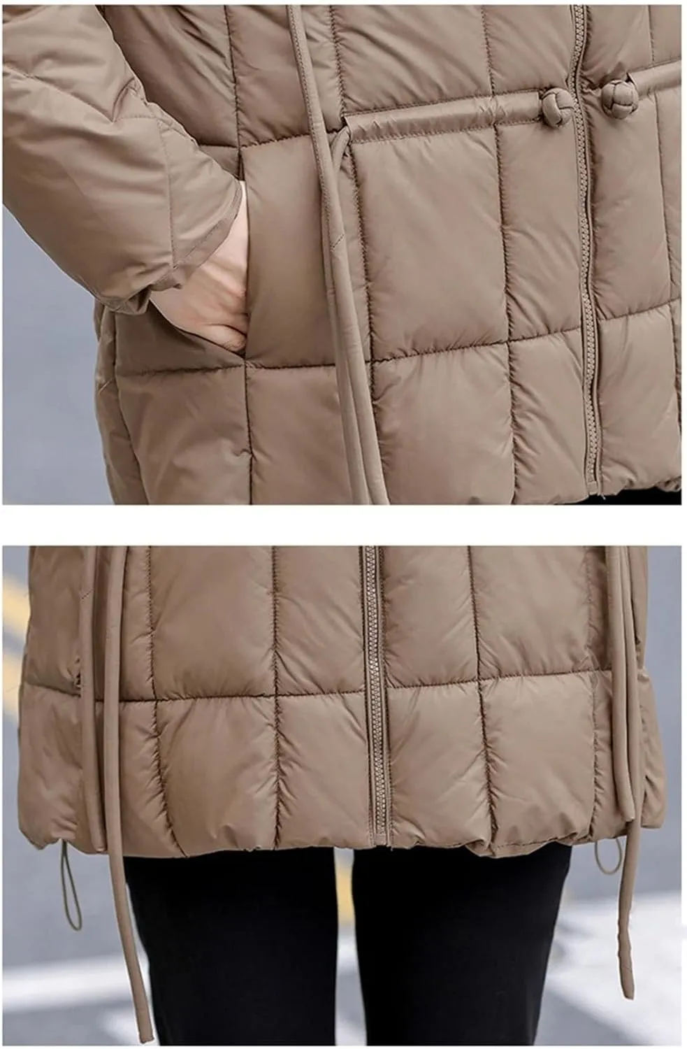 Women's Winter Cotton Padded Casual Puffer Jacket Long Sleeve Full Zip Padded Coat Parka Coat