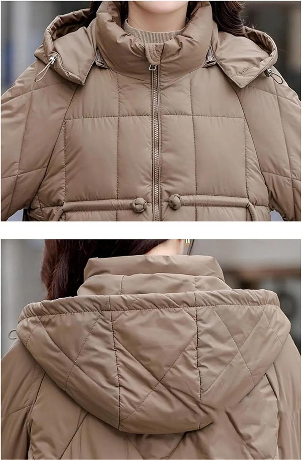 Women's Winter Cotton Padded Casual Puffer Jacket Long Sleeve Full Zip Padded Coat Parka Coat