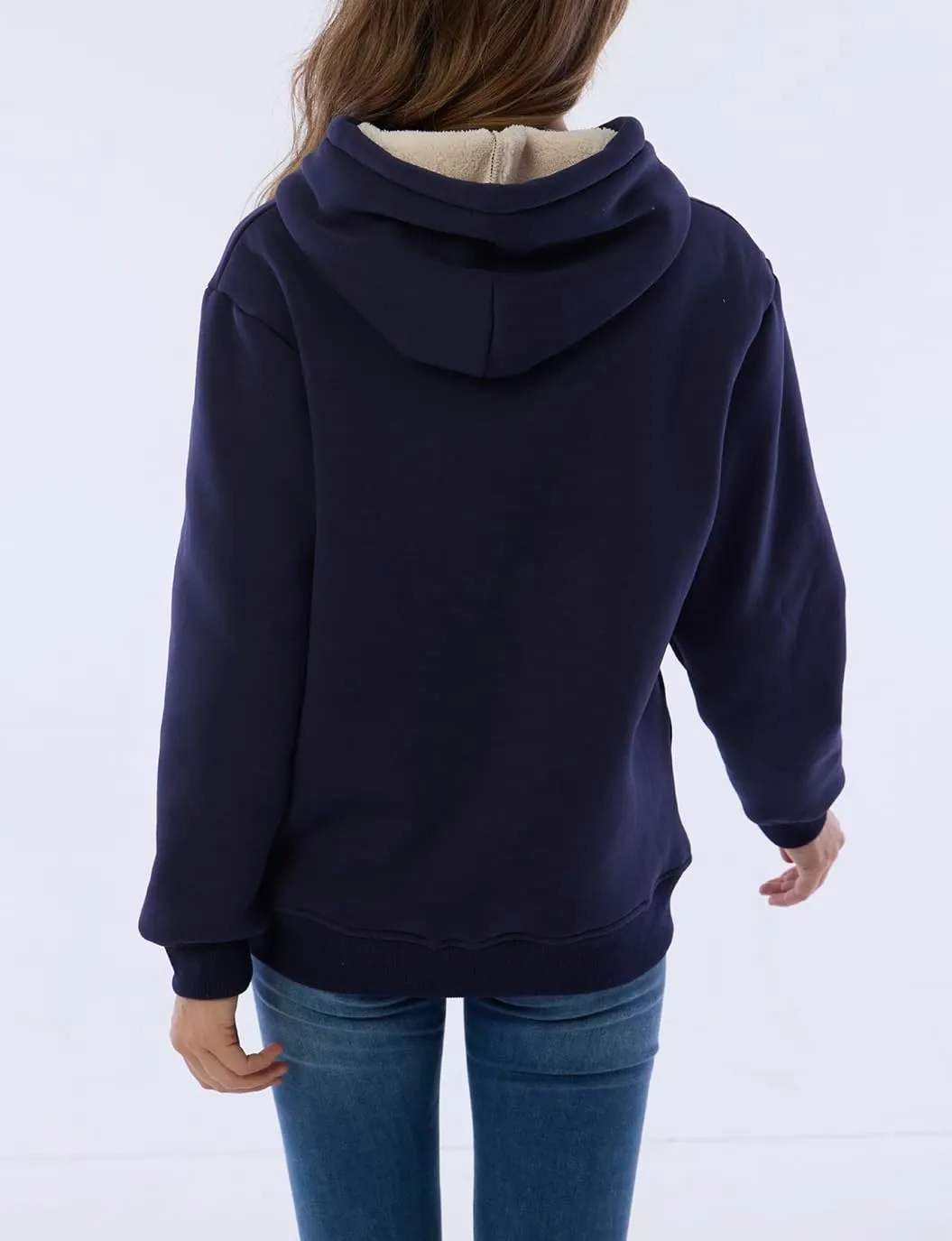 Womens Winter Hoodies Warm Fleece Sherpa Lined Pullover Hooded Sweatshirt