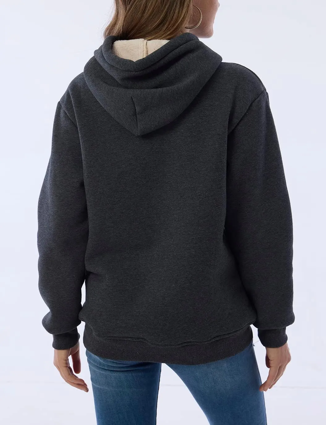 Womens Winter Hoodies Warm Fleece Sherpa Lined Pullover Hooded Sweatshirt