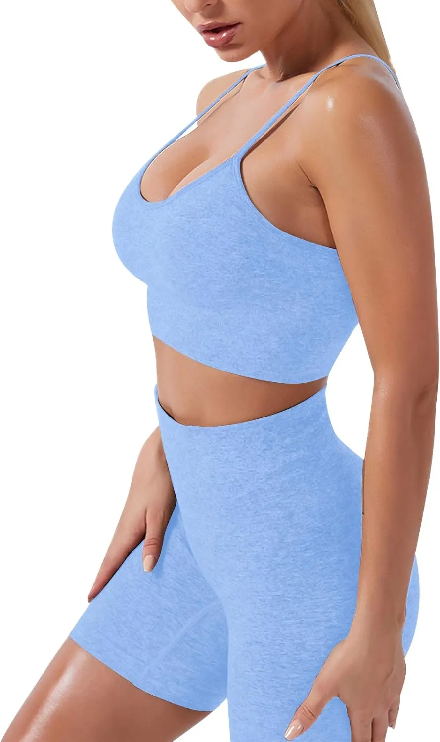 Women's Yoga Outfit Seamless Workout Set High Waist Exercise Shorts Pants with Sport Bra 3PCS Tracksuit Gym Tracksuits