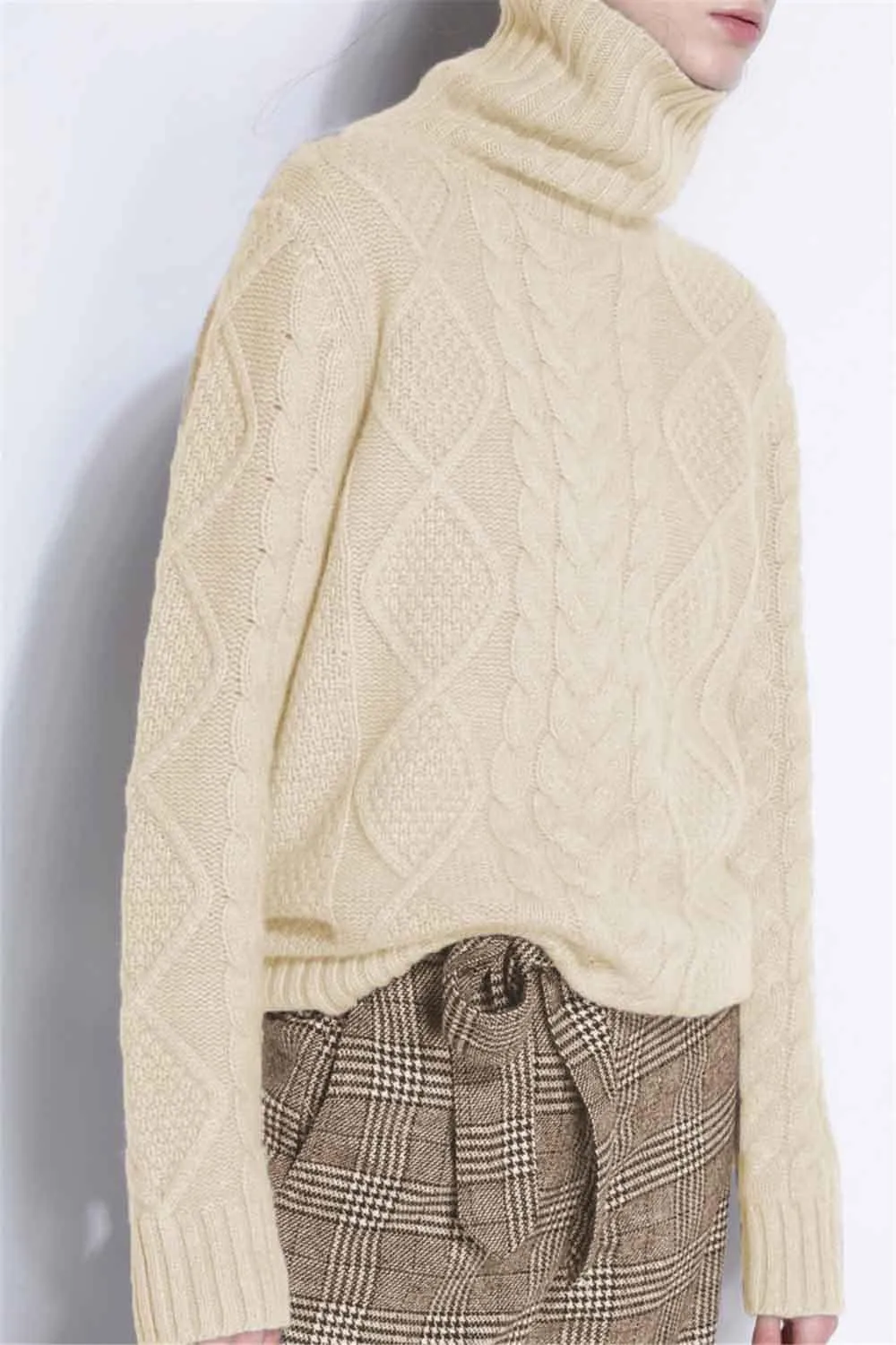 Wool Sweaters Women's Turtleneck Pullover Female Loose Long Sleeve Tops Winter Thick Knitted Jumper