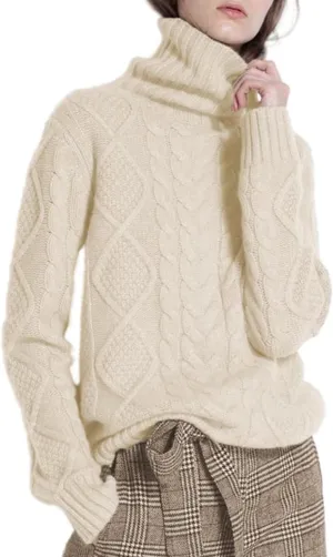 Wool Sweaters Women's Turtleneck Pullover Female Loose Long Sleeve Tops Winter Thick Knitted Jumper