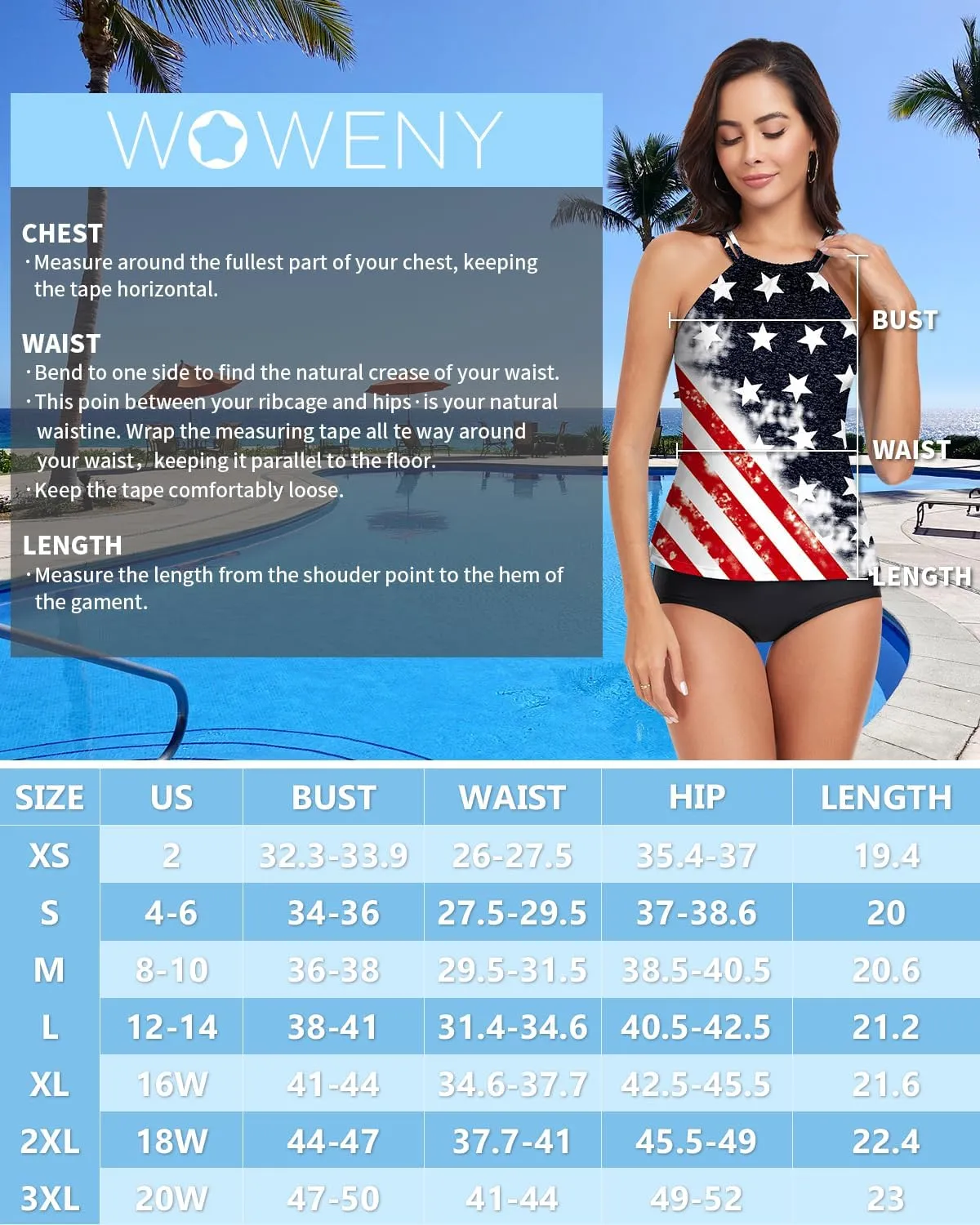 WOWENY Womens Swim Tankini Tops High Neck Bathing Suit Slim Fit Swim Tops UPF 50  Tummy Control Swimsuits No Bottom