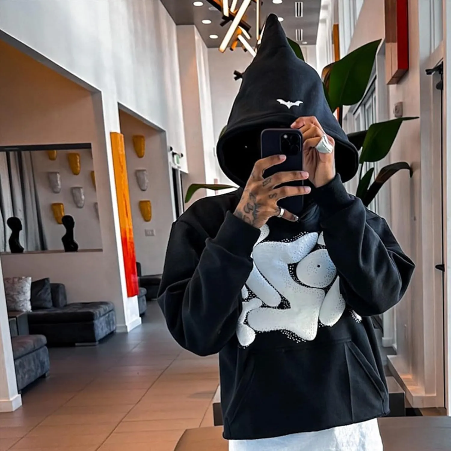 Y2k Hoodie Women Men Pink Spider Puff Letter Print Zip Up Hoodie Pullover Sweatshirt Oversized Grunge Star Jacket