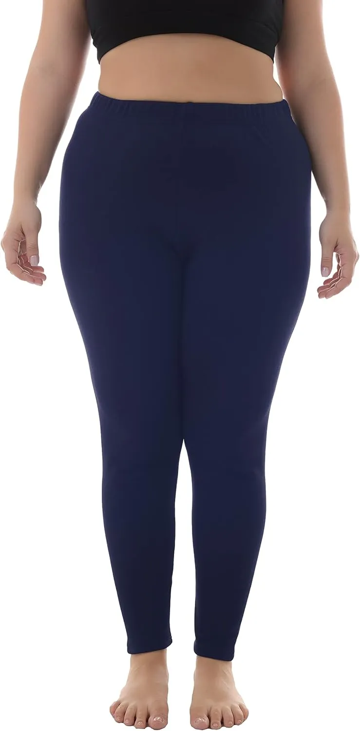 ZERDOCEAN Women's Plus Size 100% Cotton Fleece Lining Leggings