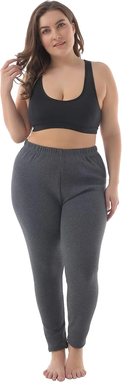 ZERDOCEAN Women's Plus Size 100% Cotton Fleece Lining Leggings