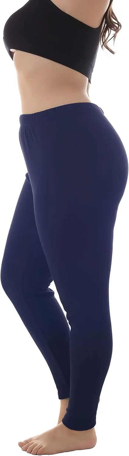 ZERDOCEAN Women's Plus Size 100% Cotton Fleece Lining Leggings