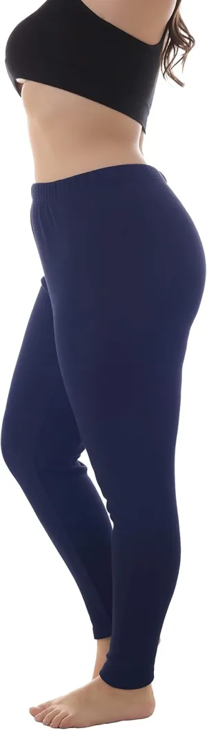 ZERDOCEAN Women's Plus Size 100% Cotton Fleece Lining Leggings