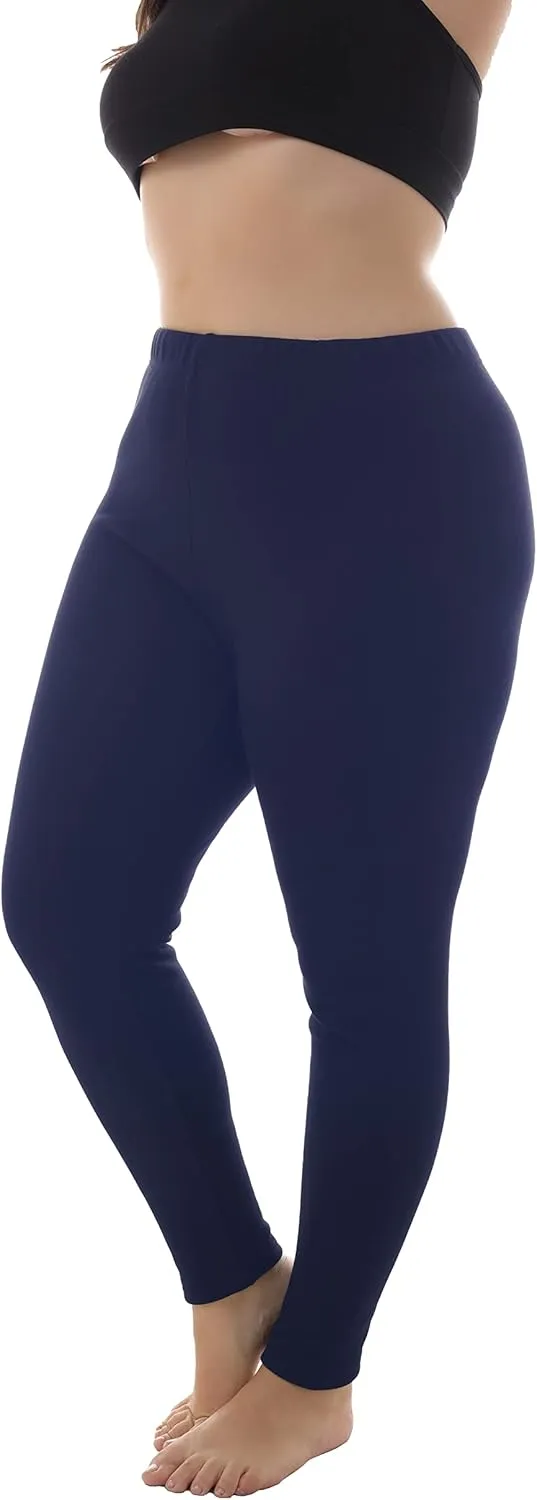 ZERDOCEAN Women's Plus Size 100% Cotton Fleece Lining Leggings