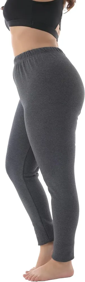 ZERDOCEAN Women's Plus Size 100% Cotton Fleece Lining Leggings