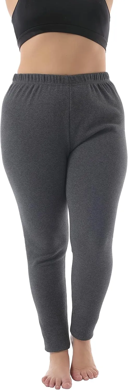 ZERDOCEAN Women's Plus Size 100% Cotton Fleece Lining Leggings