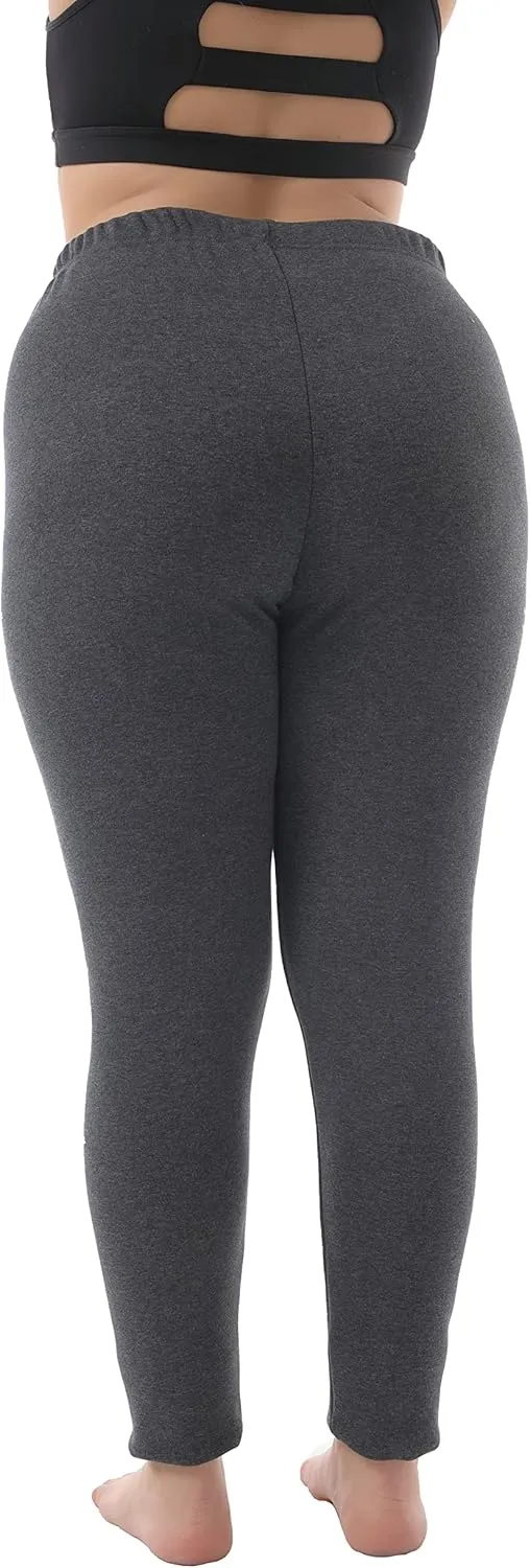 ZERDOCEAN Women's Plus Size 100% Cotton Fleece Lining Leggings