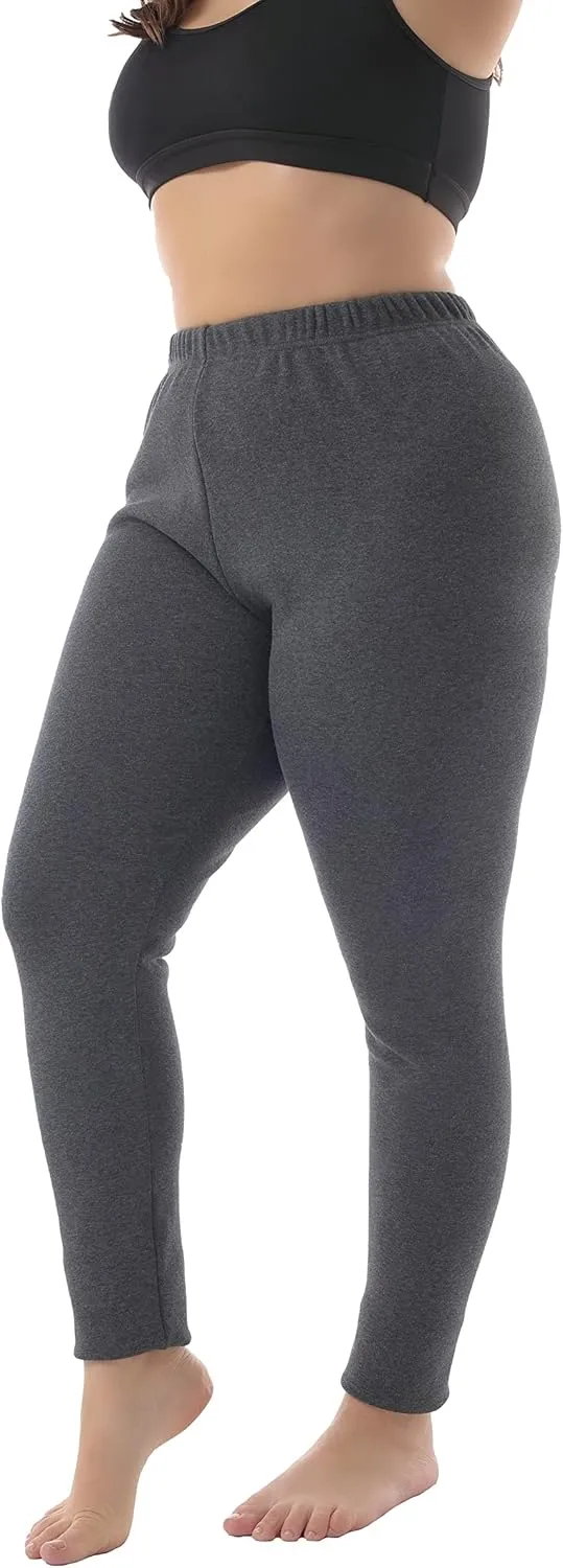 ZERDOCEAN Women's Plus Size 100% Cotton Fleece Lining Leggings
