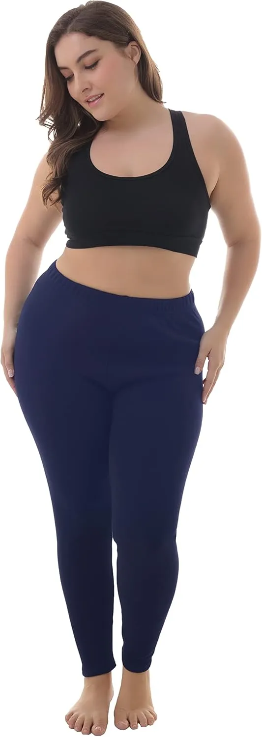 ZERDOCEAN Women's Plus Size 100% Cotton Fleece Lining Leggings
