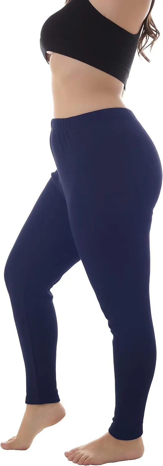 ZERDOCEAN Women's Plus Size 100% Cotton Fleece Lining Leggings
