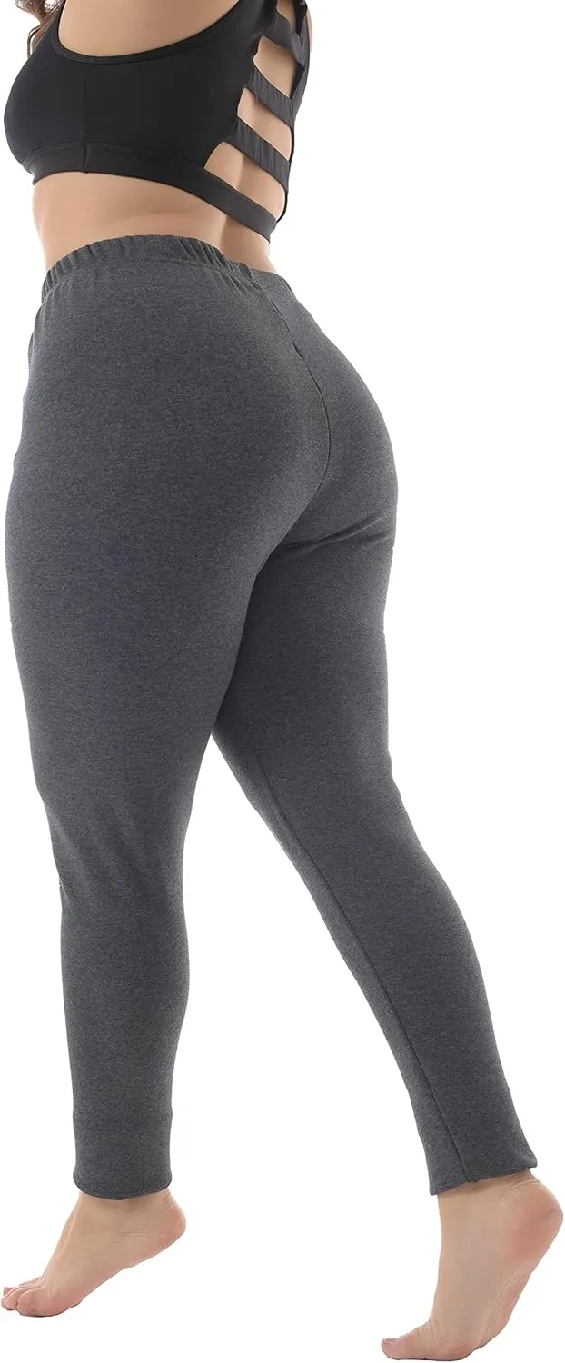 ZERDOCEAN Women's Plus Size 100% Cotton Fleece Lining Leggings
